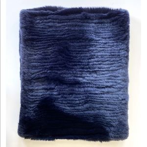 Linda Richards Navy Rex rabbit fur snood scarf